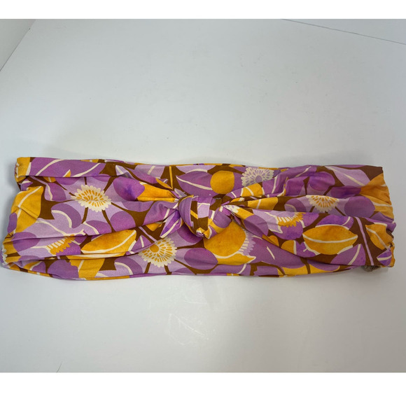 1Fox Stone Swim LeLe Bikini Top, Bandeau, Retro Bloom, Pink/Orange, size Medium - Picture 2 of 15